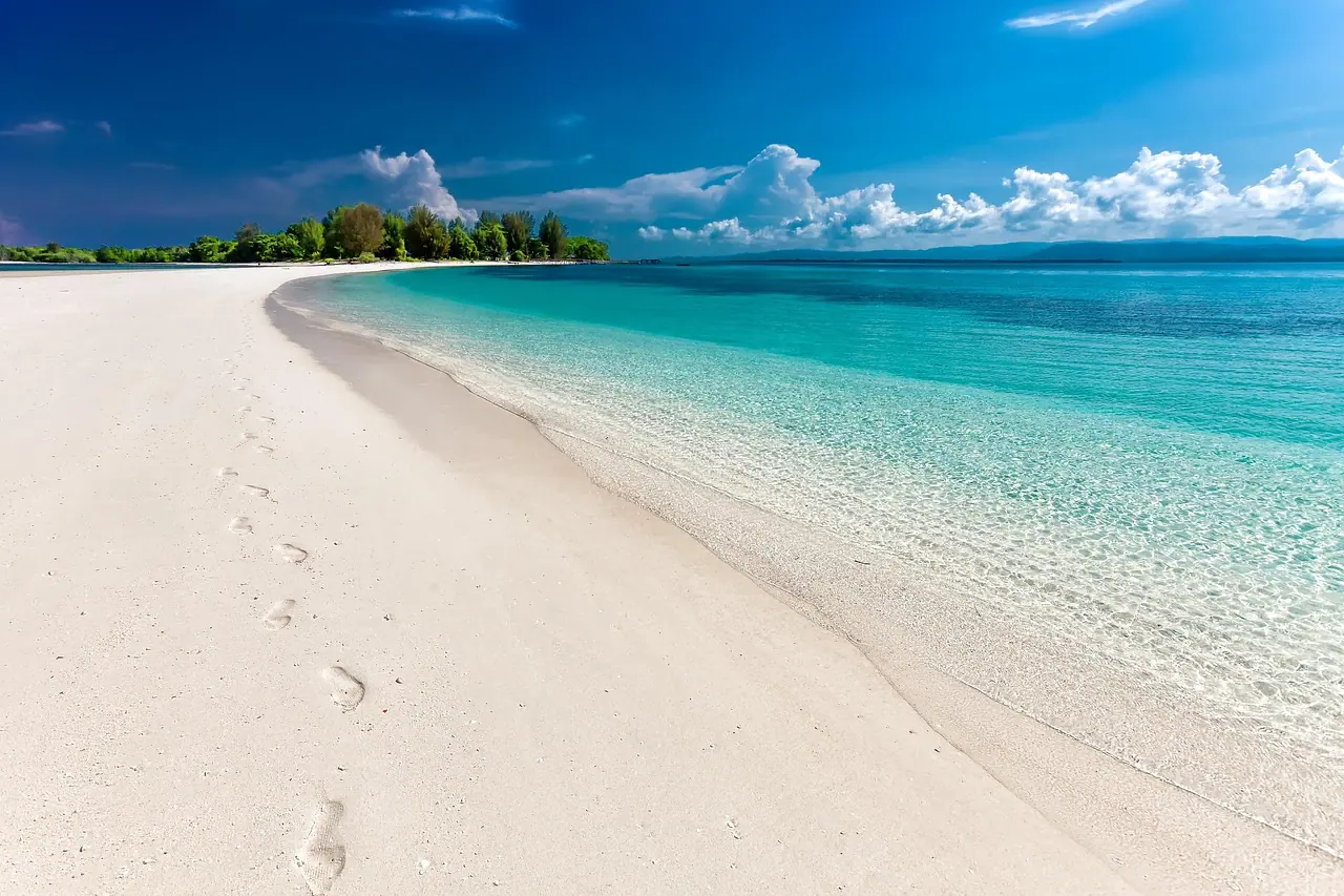 Beach, sea, footprints