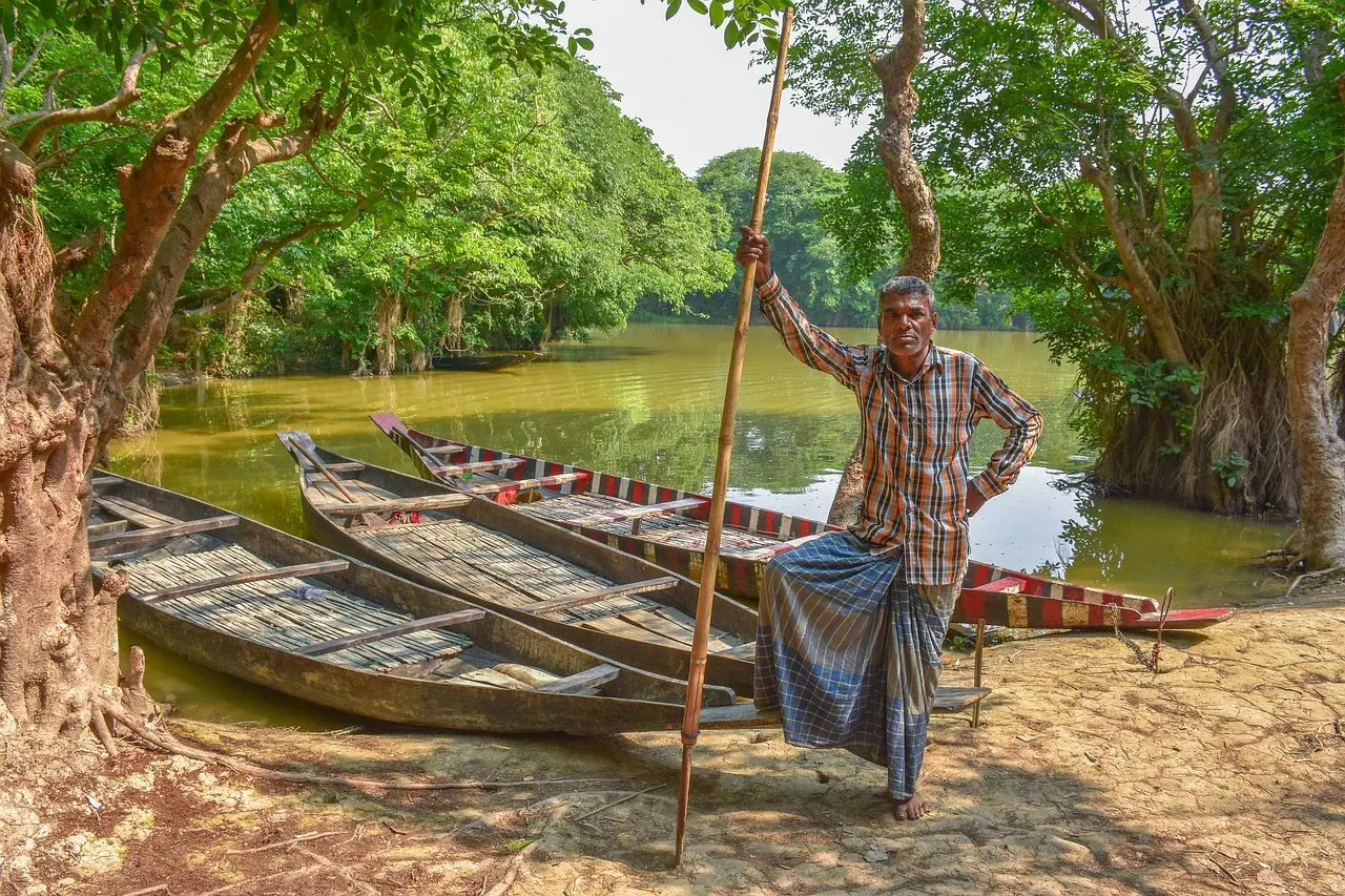 Boat, boatman, landscape